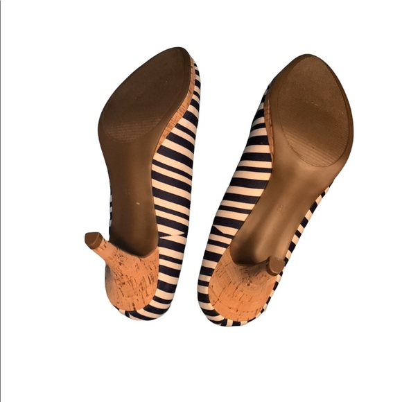 Navy blue and white zebra striped Coach shoes barely worn. - Picture 2 of 3